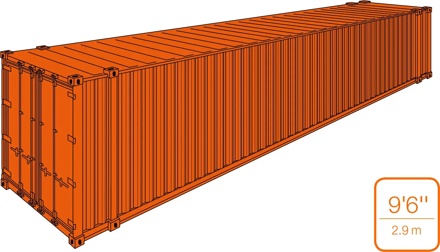 45' High Cube Cargo Container / 9' 6" high