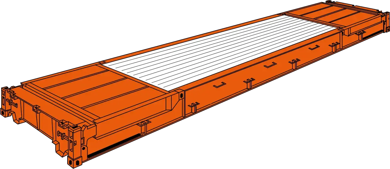 40' Flat/Platform with flush folding end walls and softwood floor